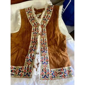 Tyler Boe Brown Suede Embroidered Vest